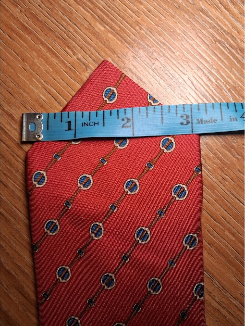 VINTAGE Hermes 100% Silk Tie Red Horse Bridle Equestrian